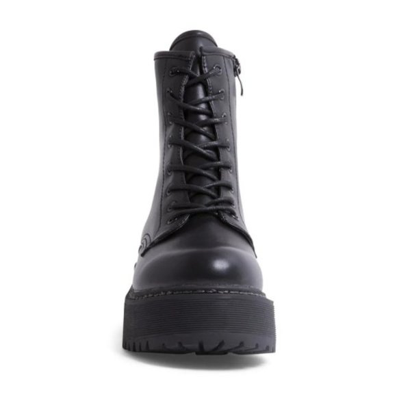 STEVE MADDEN BETTYY BLACK COMBAT BOOTS - Picture 2 of 5